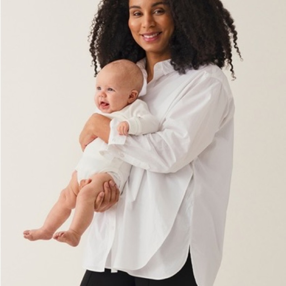 Boob Design Duo Shirt- Button Up Maternity, Nursing Access- White, XS/S- NWT